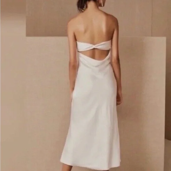 Sachin + Babi White Satin Midi Dress, Size 6 - Picture 2 of 5